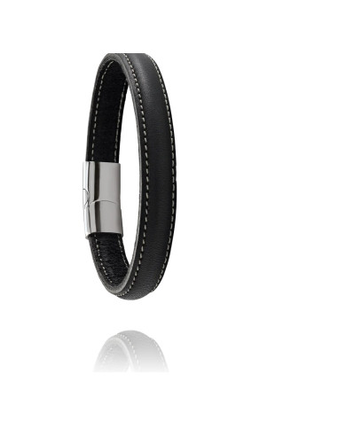Bracelet Lisso De Jourdan En Cuir Noir