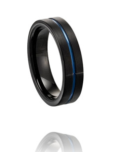 Bague Bada De Jourdan En Tungstène Bicolore Bleu Et Noir