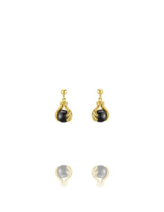 Boucles D'oreilles Helice De Jourdan En Plaqué Or Et Hématite