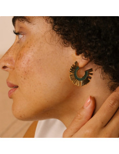 Créoles Passiflore Laquée Vert De Saunier 2