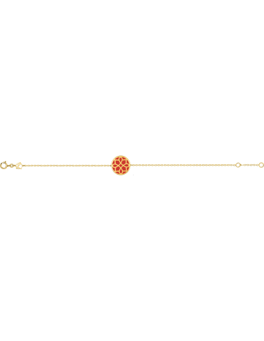 Bracelet Or Jaune 375 Laqué Corail Lore