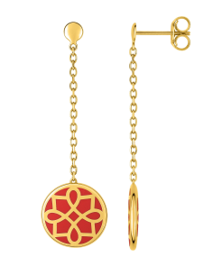 Boucles D'Oreilles Or Jaune 375 Laqué Corail LORE