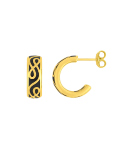 Demi-Créoles Or Jaune 375 Laqué Noir LORE