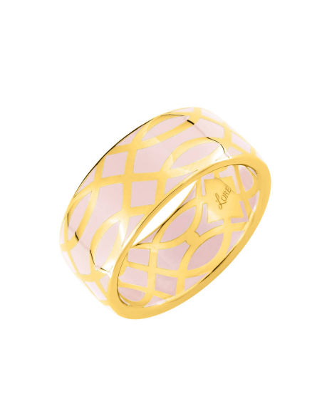 Bague Or 375 Jaune Laque Rose LORE