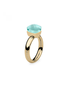 Bague Firenze De Qudo En Acier Jaune Et Son Cristal AZURE