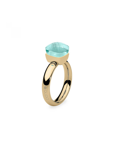 Bague Firenze De Qudo En Acier Jaune Et Son Cristal AZURE