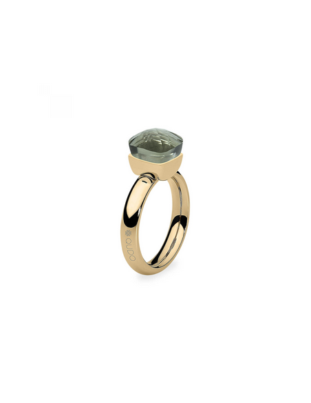 Bague Firenze De Qudo En Acier Jaune Et Son Cristal Kaki