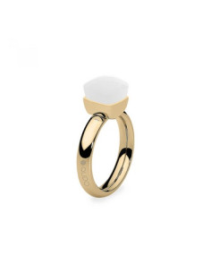 Bague Firenze De Qudo En Acier Jaune Et Son Cristal Blanc