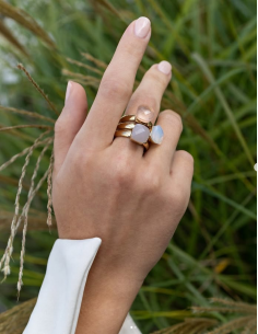Bague Firenze De Qudo En Acier Jaune Et Son Cristal ROSE VINTAGE 2