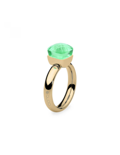 Bague Firenze De Qudo En Acier Jaune Et Son Cristal Péridot