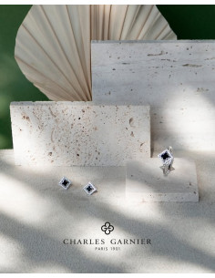 Boucles D'oreilles Losange CHARLES GARNIER En Argent Et Agate Noir 2