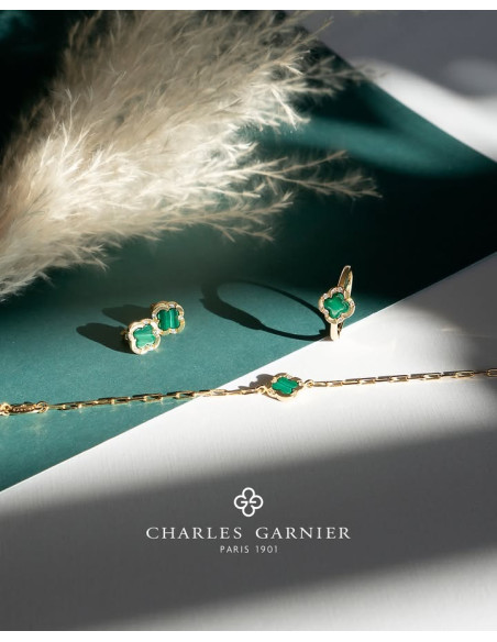Bracelet Légende Trèfle En Argent Doré CHARLES GARNIER Malachite