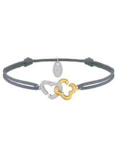 Bracelet Cordon Trèfle&Cœur CHARLES GARNIER En Argent Doré Et Argent Collection PASSION