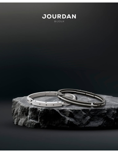 Bracelet Zeus De Jourdan En Acier Et Spinelle Noire
