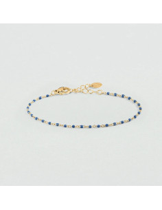 Bracelet Souple Smarty De Agatha En Perles D'émail Bleue Et Doré