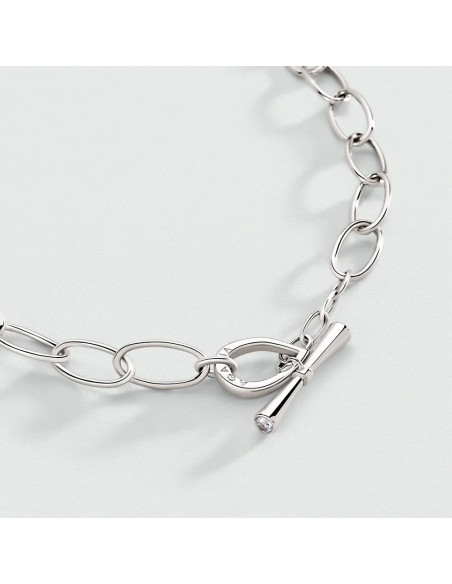 Collier AGATHA Mailles Ovales Allongées Argenté