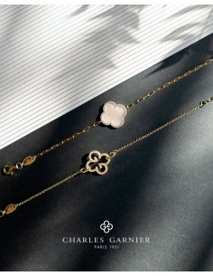 Bracelet Trèfle CHARLES GARNIER en Vermeil,oxydes de zirconium Et Nacre 2