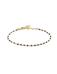 Bracelet Souple Smarty De Agatha En Perles D'émail Noir Et Doré