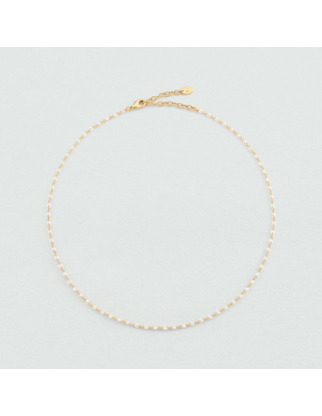 Collier Agatha Ras Du Cou Smarty Blanc -Doré