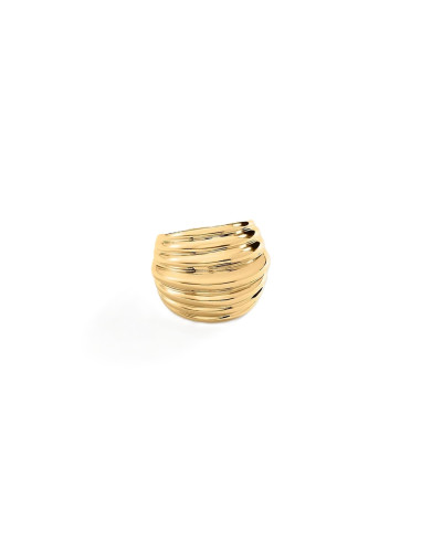 Bague AGATHA Large Bombée En Laiton Doré