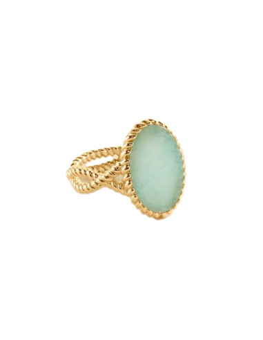 Bague ILIOS De AGATHA Plaqué Or Et Amazonite