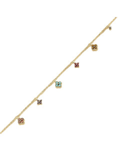 Bracelet Souple Beloved De AGATHA En Argent Doré Et Oxydes Multicolores