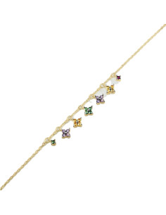 Bracelet AGATHA Souple BELOVED En Argent Doré Avec Des Oxydes Multicolores Pampilles