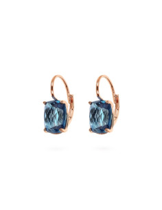 Boucles D'Oreilles Dormeuses BRONZALLURE Avec Prisme Baguette Bleu