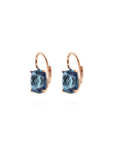 Boucles D'Oreilles Dormeuses BRONZALLURE Avec Prisme Baguette Bleu