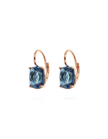 Boucles D'Oreilles Dormeuses BRONZALLURE Avec Prisme Baguette Bleu