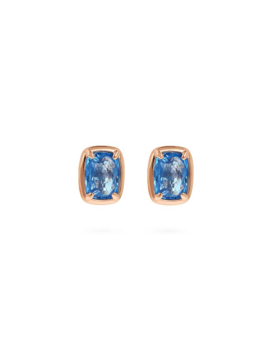 Boucles D'Oreilles BRONZALLURE Avec Prisme Baguette Bleu
