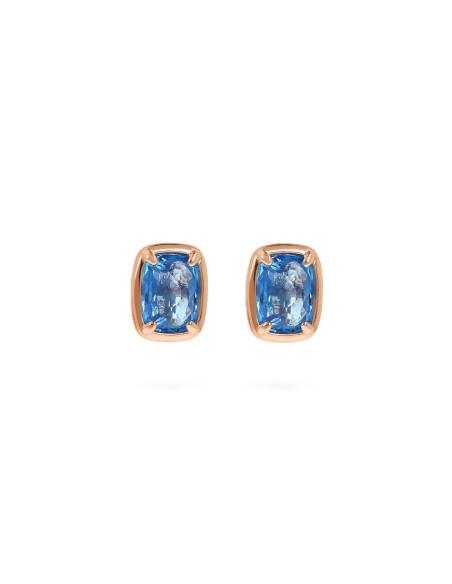 Boucles D'Oreilles BRONZALLURE Avec Prisme Baguette Bleu