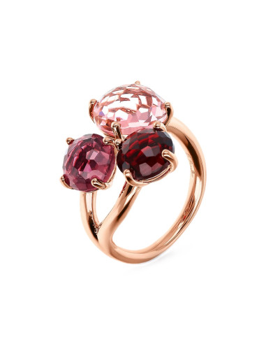 Bague Trilogie BRONZALLURE en Pierre Prisma Mosaïque Rose