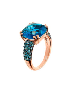 Bague Cocktail BRONZALLURE  Prisma Gem Carrée Bleu et Pavé