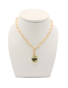 Collier Andréa Marazzini Métal Doré Bubble En Cristal Péridot