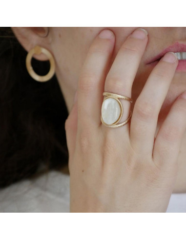 Bague Gemme De Saunier En Plaqué Or