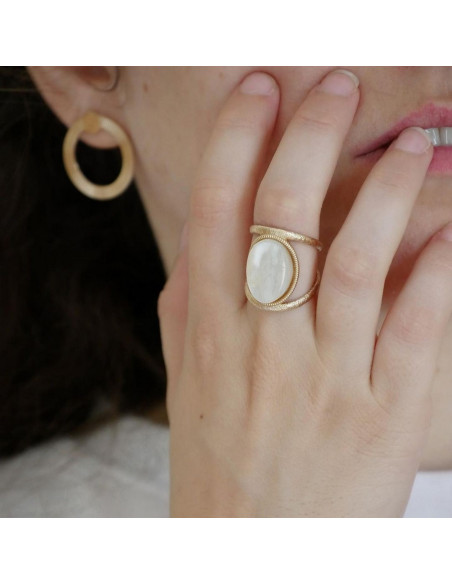 Bague Gemme De Saunier En Plaqué Or