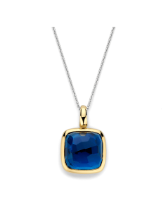 Pendentif Ti Sento Argent Bicolore Cristal Bleu Facetté 6836DB