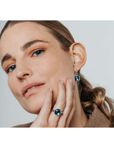 Boucles D'Oreilles Ti Sento Argent Bicolore Cristal Bleu Facetté 7989DB 2