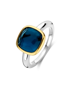 Bague Ti Sento Argent Bicolore Cristal Bleu Facetté 12351DB