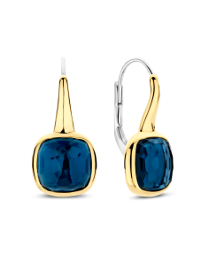 Boucles D'Oreilles Ti Sento Argent Bicolore Cristal Bleu Facetté 7989DB