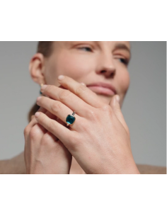 Bague Ti Sento Argent Bicolore Cristal Bleu Facetté 12351DB 2