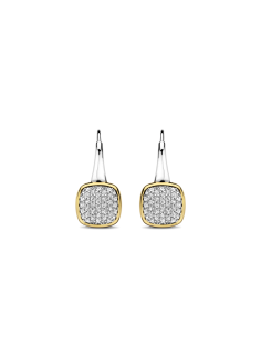 Boucles D'oreilles Ti Sento En Argent Bicolore Et Pavage Coussin 7991ZY 2