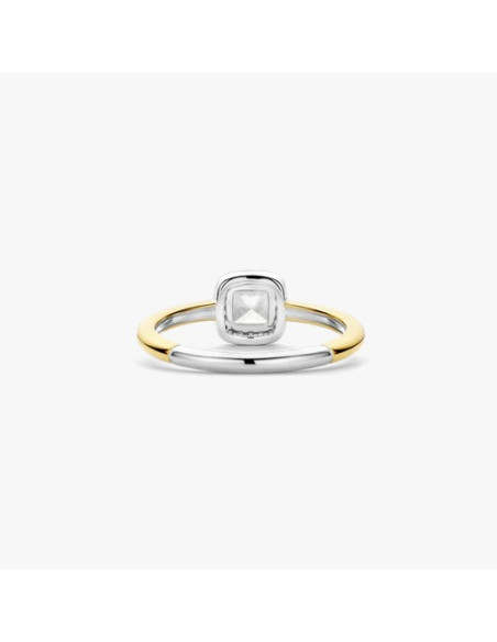 Bague Ti Sento Argent Bicolore Plaqué Or Et Zirconium