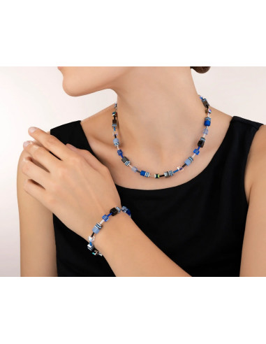 Collier Coeur De Lion Geocube Bleu Cobalte