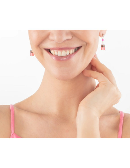 Boucles D'oreilles Coeur De Lion Geocube Iconic Magenta