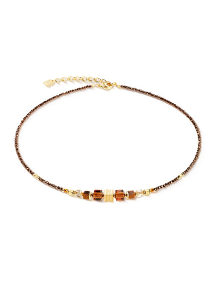 Collier Coeur De Lion Wave Cube Marron