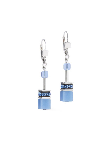 Boucles D'oreilles Coeur De Lion Geocube Iconic Bleu Argent