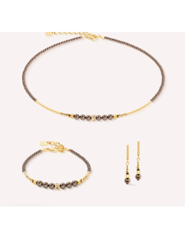 Boucles D'oreilles Coeur De Lion Princess Pearls Marron