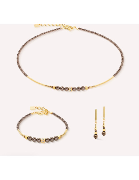 Boucles D'oreilles Coeur De Lion Princess Pearls Marron